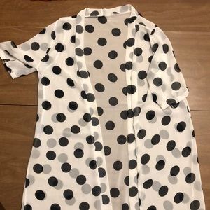 Black and White Polka Dot Cardigan Sheer